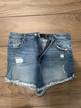 Kendall & Kylie Medium Blue Distressed Denim Shorts